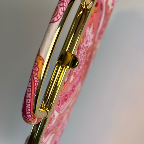 NEW Banana Republic Paisley Silk Bag Pink Orange Gold Convertible Clutch Handbag - Picture 3 of 10